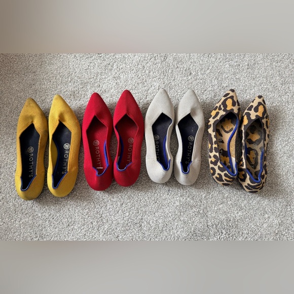 Rothy's Shoes - Lot of 4 Pairs Rothy's Flats - Yellow, Red, Cream, and Leopard
